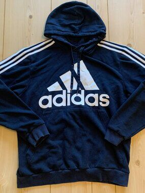 Adidas Three Stripes Center Logo Retro Athletic Sports Hoodie Sweatshirt L